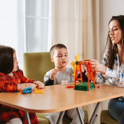 Mother with kids having fun time together - Quarantine